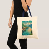イタリア アマルフィ海岸 イラスト 旅行アート ヴィンテージ トートバッグ (正面(商品))