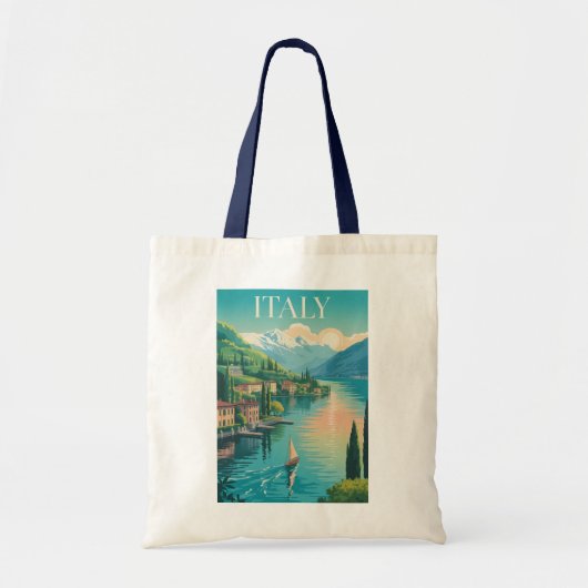 イタリア アマルフィ海岸 イラスト 旅行アート ヴィンテージ トートバッグ (正面)