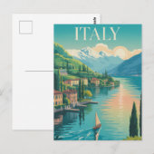 イタリア アマルフィ海岸 イラスト 旅行アート ヴィンテージ ポストカード (正面/裏面)