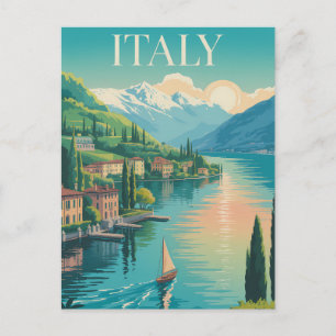 イタリア アマルフィ海岸 イラスト 旅行アート ヴィンテージ ポストカード