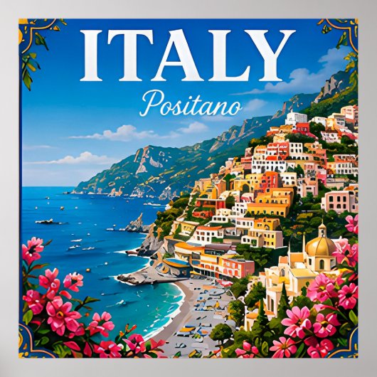 イタリア アマルフィ海岸 ポジターノ 旅行 ポスター (正面)