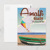 イタリア アマルフィ海岸 ヴィンテージ 旅行ポスター 印刷 ポストカード (正面/裏面)