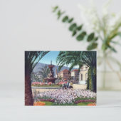イタリア,アラシオ,噴水の周りの花 ポストカード (スタンド正面)