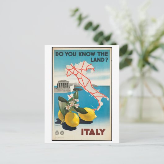 イタリア-イタリアのヴィンテージ旅行ポスター ポストカード (スタンド正面)