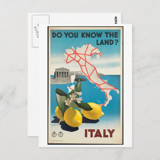 イタリア-イタリアのヴィンテージ旅行ポスター ポストカード (正面/裏面)