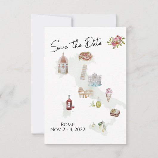 イタリア、イタリアの旅行イタリアン、日付を保存 招待状 (正面)