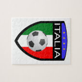 イタリア/イタリアの旗パッチ-サッカーボールが付いている… ジグソーパズル (横)