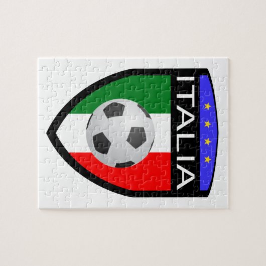 イタリア/イタリアの旗パッチ-サッカーボールが付いている… ジグソーパズル (横)