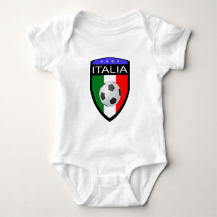 イタリア/イタリアの旗パッチ-サッカーボールが付いている… ベビーボディスーツ