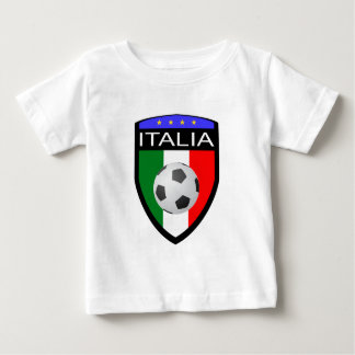 イタリア/イタリアの旗パッチ-サッカーボールが付いている… ベビーTシャツ