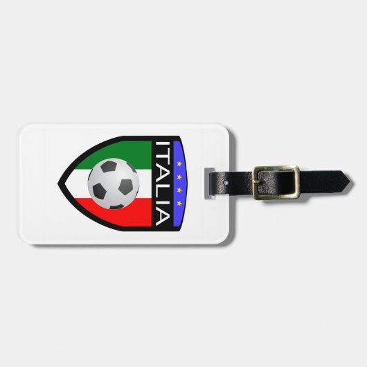 イタリア/イタリアの旗パッチ-サッカーボールが付いている… ラゲッジタグ (正面横)