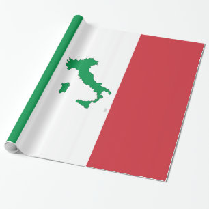 イタリア-イタリアンな旗の地図 ラッピングペーパー