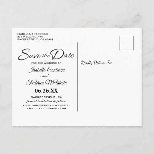 イタリア イタリアンウェディング 保存日 案内ポストカード (裏面)