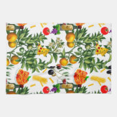 イタリア，イタリアン食べ物，パスタ，ピザ，ワインデコール  キッチンタオル (横)