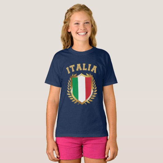 イタリア/イタリア国旗のシールドTシャツ Tシャツ (正面フル)