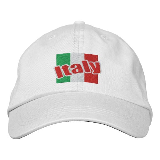 イタリア イタリア国旗 テキスト入り 刺繍入りキャップ (正面)