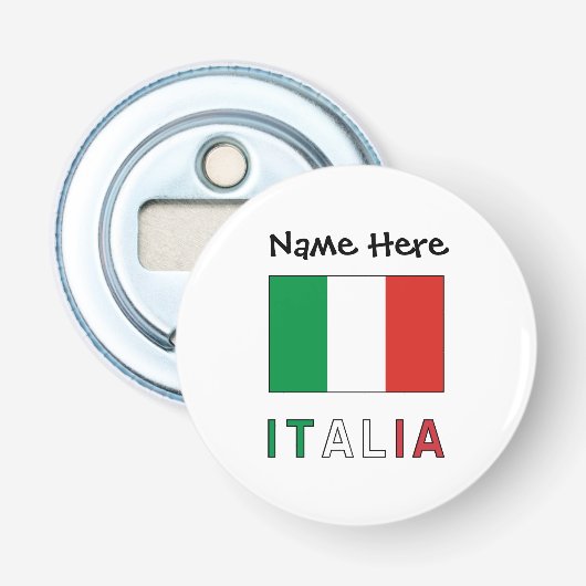 イタリア イタリア国旗 ブラック 個人名入れ 栓抜き (正面)