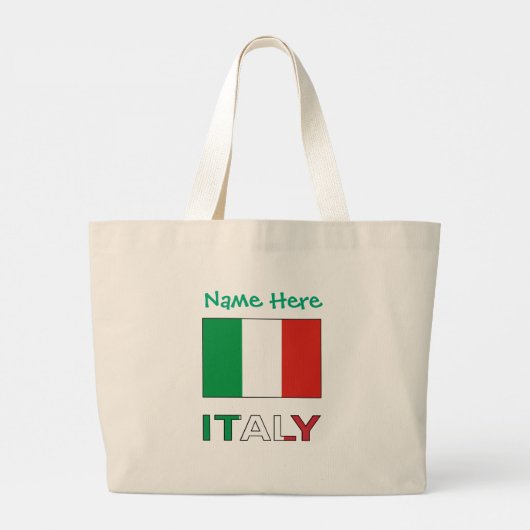 イタリア イタリア国旗 緑 カスタマイズ ラージトートバッグ (裏面)