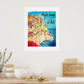 イタリア イタリア沿岸 カラフルアート 24"×30" ポスター (キッチン)
