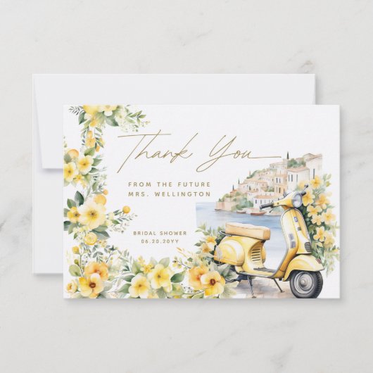 イタリア イタリア ポジターノ アマルフィ ヴェスパ ブライダルシャワーパーティー サンキューカード (正面)