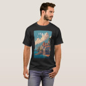 イタリア イラスト 旅行 アート ヴィンテージ Tシャツ (正面フル)
