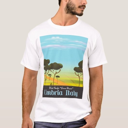 イタリア・ウンブリア州の旅行ポスター Tシャツ (正面)