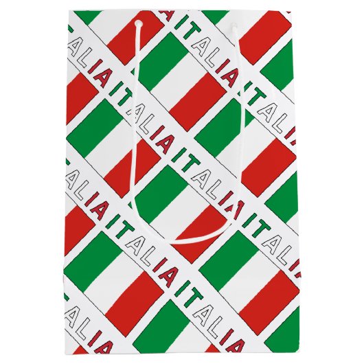 イタリア・エ・バンディエラ・イタリアナ、名前で並べる ミディアムペーパーバッグ (裏面)