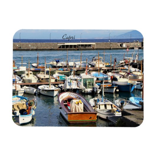 イタリア、カプリ島、ボート、マリーナ、写真、磁石 マグネット (横)