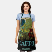イタリア，カプリ，ヴィンテージ旅行ポスターアートイタリア エプロン (着用した状態)