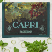 イタリア，カプリ，ヴィンテージ旅行ポスターアートイタリア キッチンタオル (折り畳み)