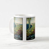 イタリア，カプリ，ヴィンテージ旅行ポスターアートイタリア コーヒーマグカップ (正面左)