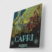 イタリア，カプリ，ヴィンテージ旅行ポスターアートイタリア スクエア壁時計 (傾斜)
