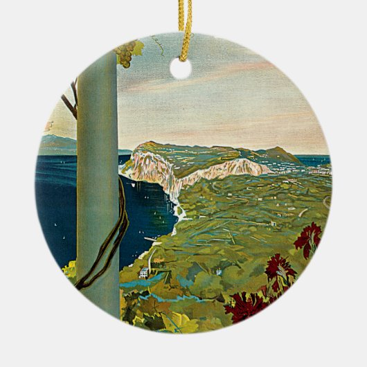 イタリア,カプリ,ヴィンテージ旅行ポスターアートイタリア セラミックオーナメント (正面)