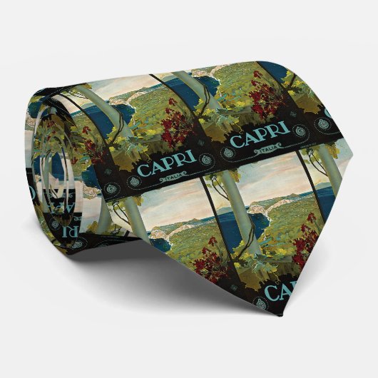 イタリア,カプリ,ヴィンテージ旅行ポスターアートイタリア ネクタイ (ロール)