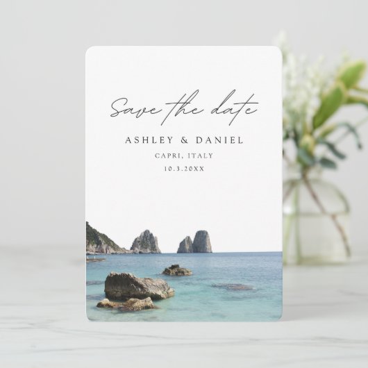 イタリア カプリ 結婚式 Save the Date 招待状 (スタンド正面)