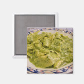 イタリア、カモーリ。ペストソースのパスタ マグネット (正面/裏面)