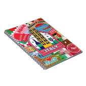 イタリア – カラフル旅行切手とシール ノートブック (右側)