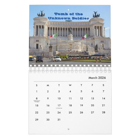 イタリア カレンダー (3月 2026)