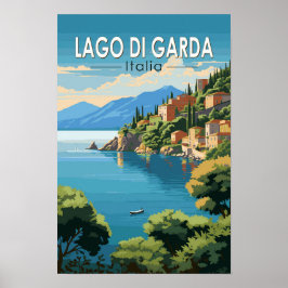 イタリア ガルダ湖 旅行 アート ヴィンテージ ポスター