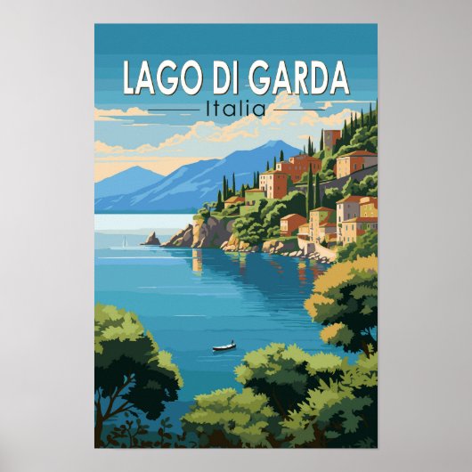 イタリア ガルダ湖 旅行 アート ヴィンテージ ポスター (正面)