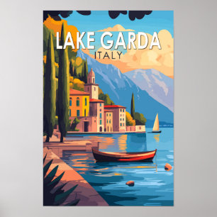 イタリア ガルダ湖 旅行 アート ヴィンテージ ポスター