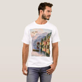 イタリア コモ湖のビンテージ水彩画トラベルグッズ Tシャツ (正面フル)