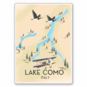 イタリア コモ湖の地図 トラベルポスター シール (正面)