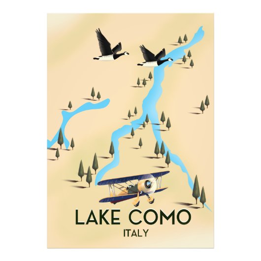 イタリア コモ湖の地図 トラベルポスター フォトプリント            (正面)
