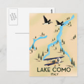 イタリア コモ湖の地図 トラベルポスター ポストカード (正面/裏面)
