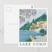 イタリア コモ湖の旅のイラスト ポストカード (正面/裏面)