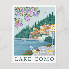イタリア コモ湖の旅のイラスト ポストカード