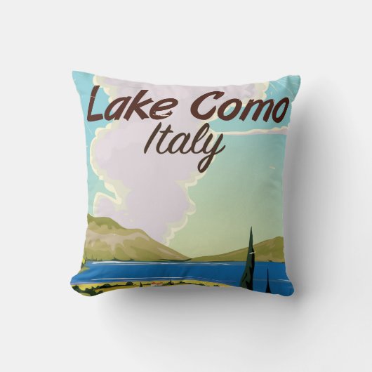 イタリア コモ湖の旅行ポスター クッション (正面)
