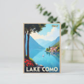 イタリア コモ湖の旅行ポスター, ポストカード (スタンド正面)