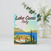 イタリア コモ湖の旅行ポスター ポストカード (スタンド正面)